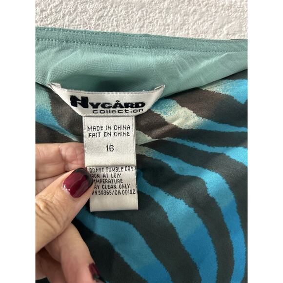 Vintage Peter Nygard Womens Sz 16 Blue Silk Abstract Striped Skirt & Blouse Set - Picture 16 of 16